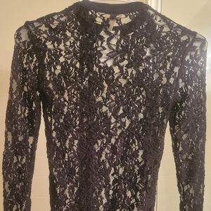 H&M Black Fitted Lace Top